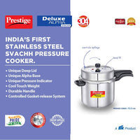 Thumbnail for Prestige SS Deluxe Alpha Svachh Stainless steel Pressure Cooker