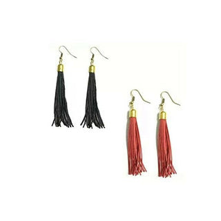Tiaraa Black & Red Tassel 2 Combo Earring Set - Distacart