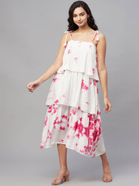 Thumbnail for Myshka Multicolor Viscose Printed Shoulder Straps Sleeveless Top Dress - Distacart