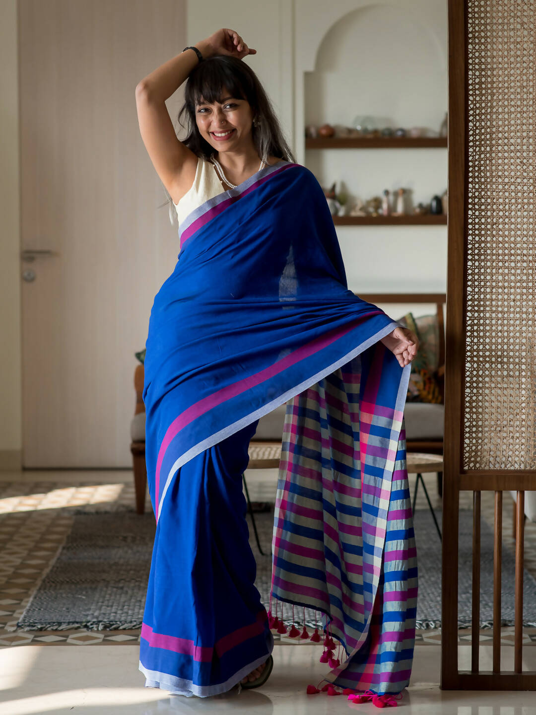Suta Multi Color Woven Design Cotton Blend Saree - Distacart