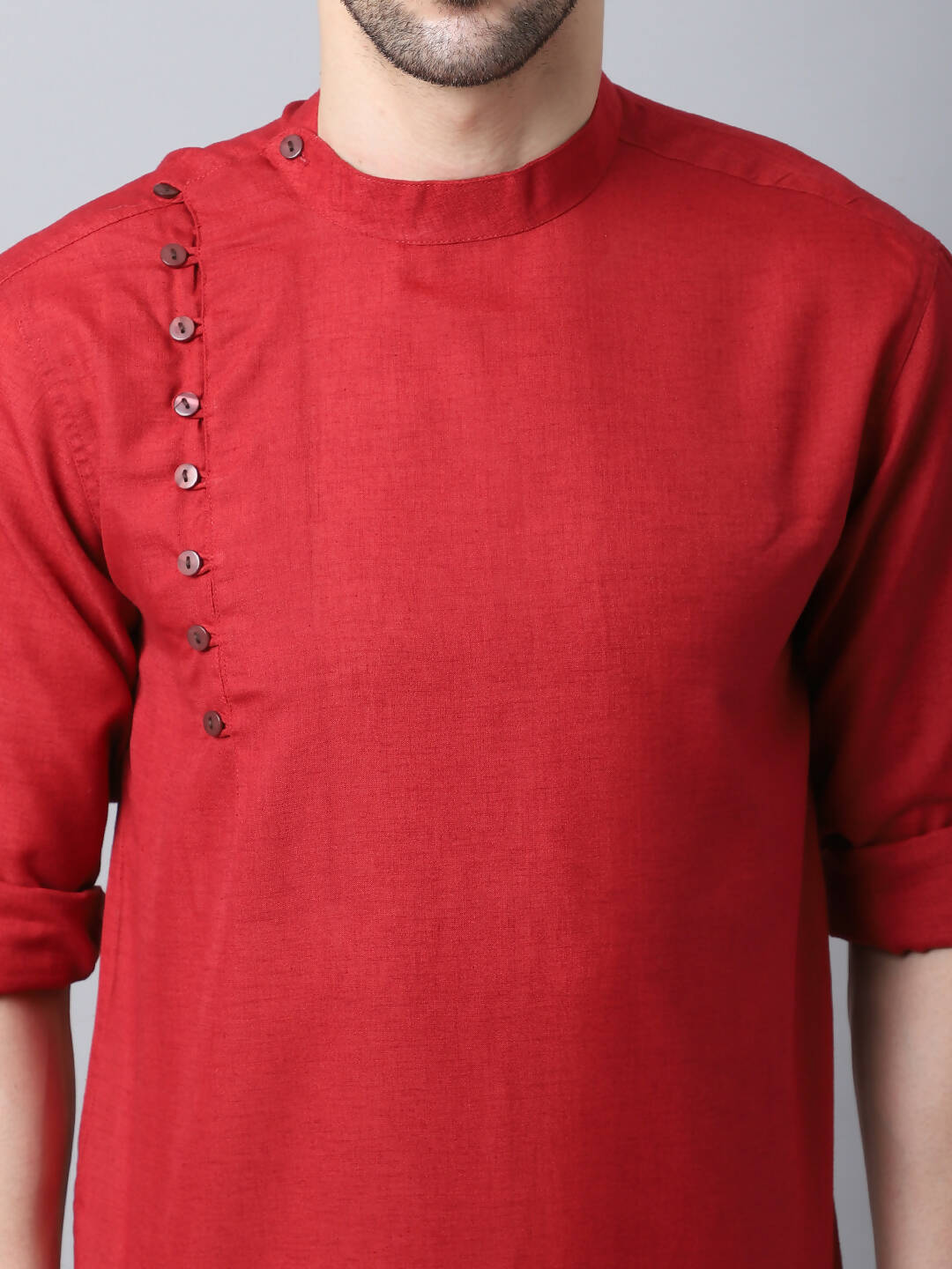 Even Apparels Maroon Pure Cotton Kurta With Side Placket - Distacart