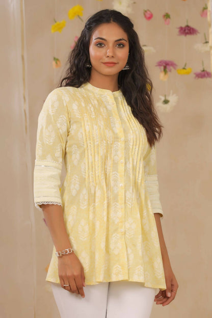 Juniper Women Limeyellow Cambric Printed A-Line Tunic - Distacart