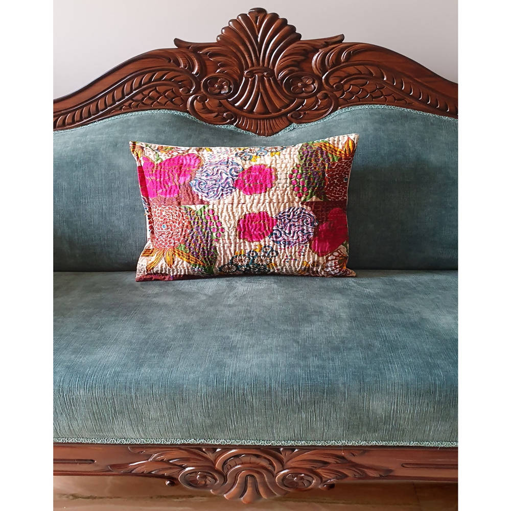 The Decor Nook Beige Base With Multicolour Flowers Print Cushion Cover - Distacart