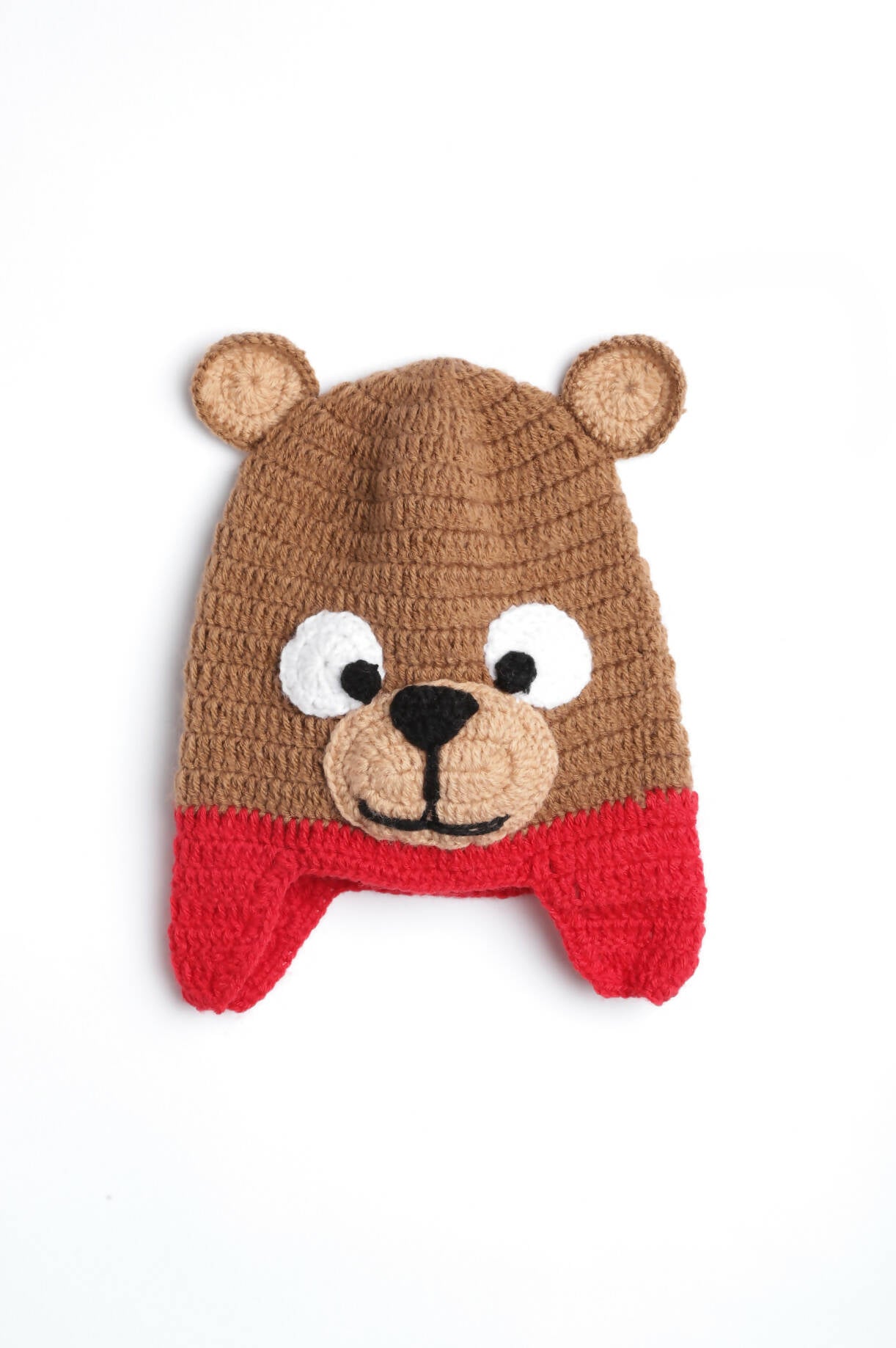 Chutput Kids Woollen Hand Knitted Bear Detail Cap - Brown - Distacart