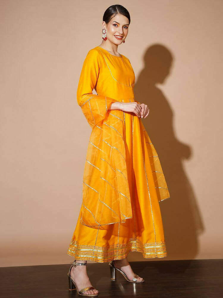 Myshka Women Mustard Solid Kurta & With Dupatta - Distacart