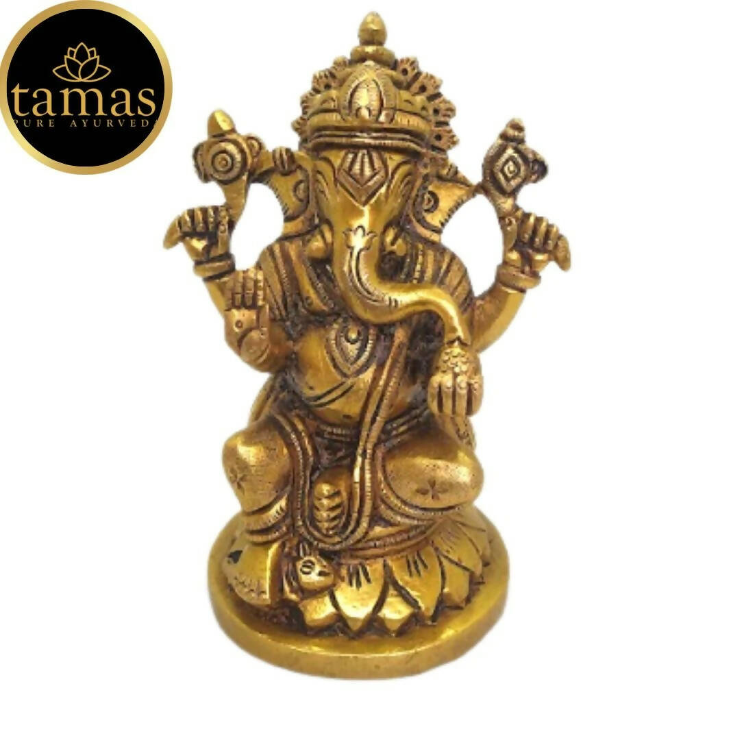 Tamas Brass Lord Ganesha Idol for Home & Office Temple (Golden) - Distacart