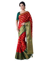 Thumbnail for Mimosa Women's Red Kanchipuram Art Silk Saree - Distacart