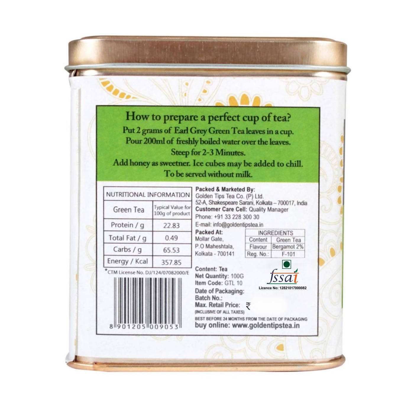 Golden Tips Earl Grey Green Tea - Tin Can - Distacart