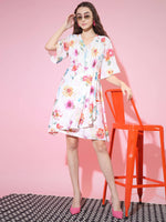 Thumbnail for Myshka Women's Multi Floral Printed Empire Dress - Distacart