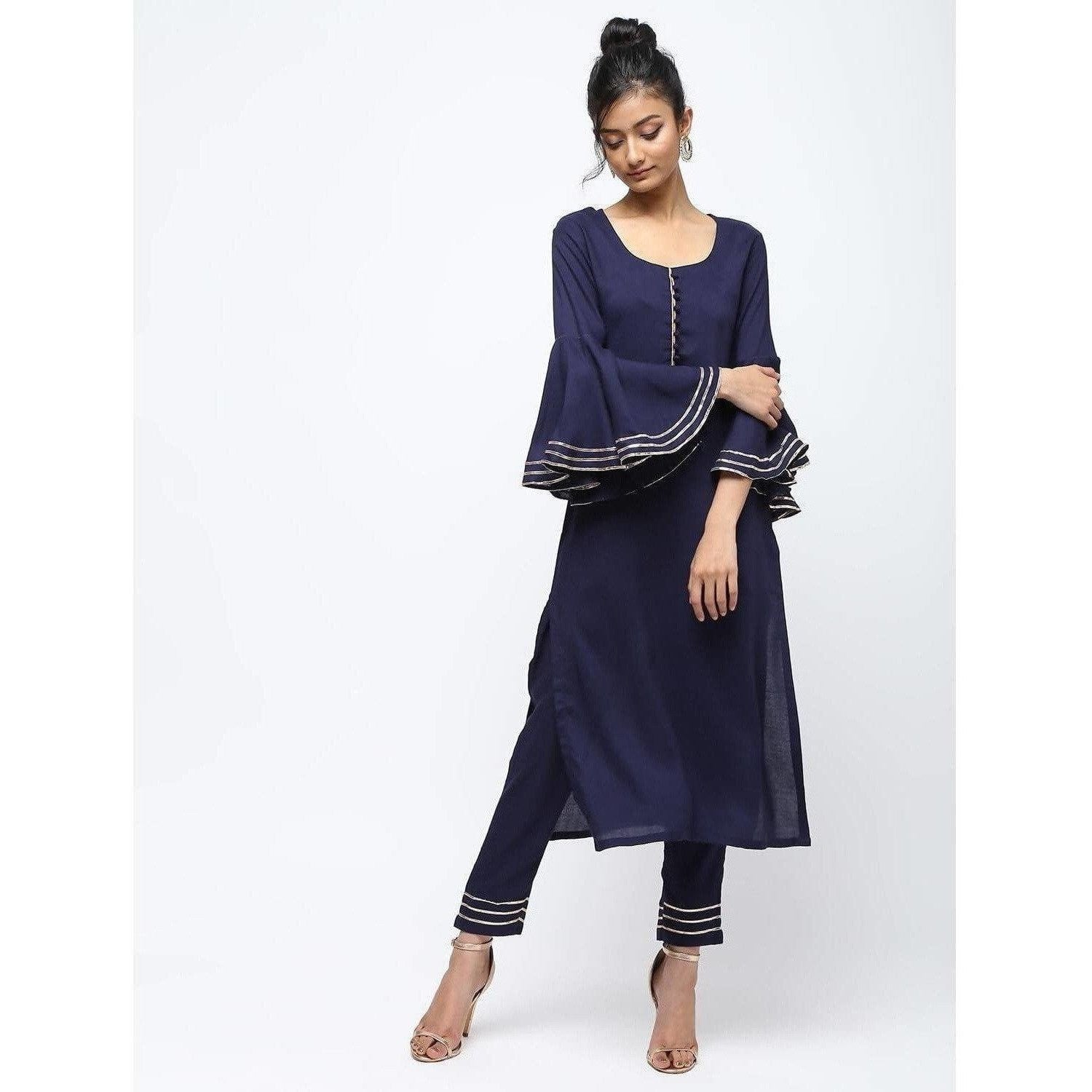 Cheera Straight Kurta With Bell Sleeve Gotta Work Design