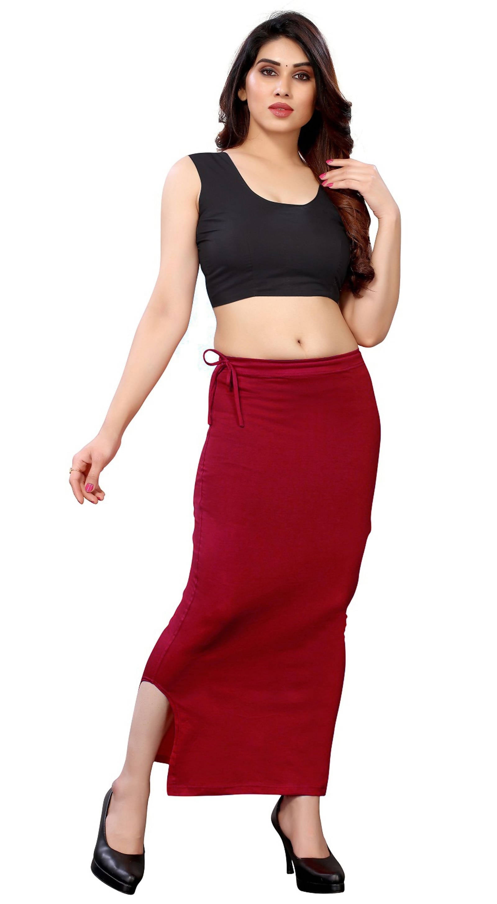 Vamika Maroon Cotton Lycra Petticoat - Distacart