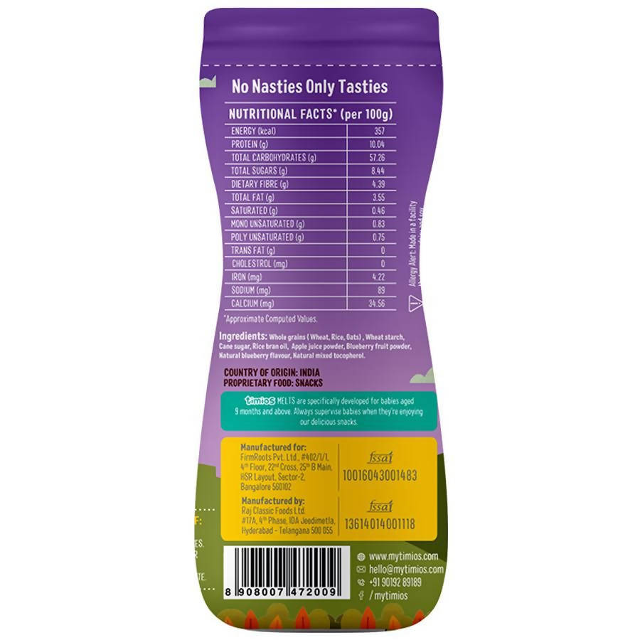 Timios Melts Blueberry Finger Food For Babies 50 gm