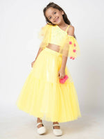 Thumbnail for Lil Drama Girls Choli With Ghaghra Set - Yellow - Distacart