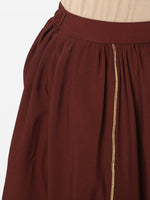 Thumbnail for Janasya Peach-Coloured & Maroon Printed Angrakha Gotta Patti Kurta with Dhoti Pants - Distacart