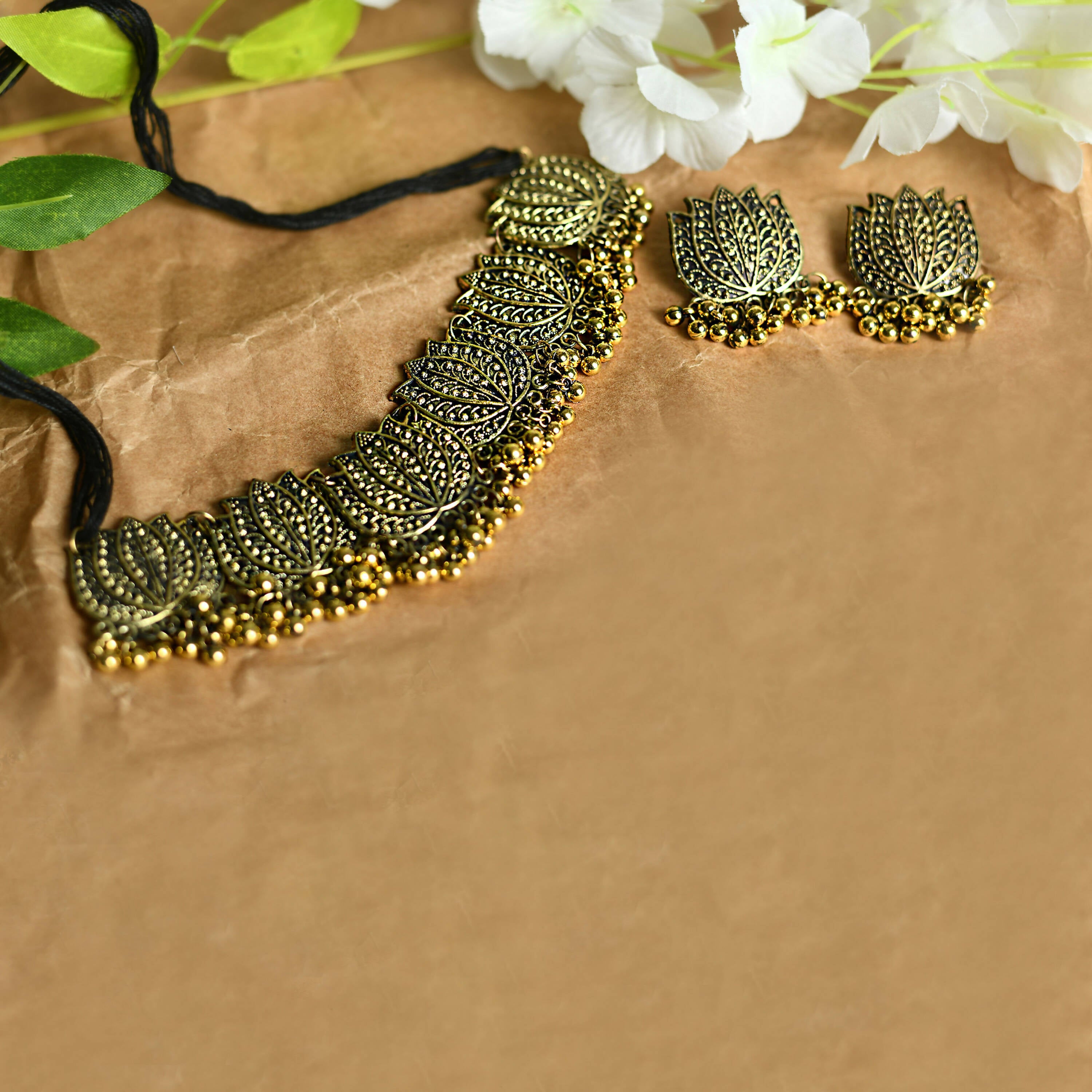 Mominos Fashion Johar Kamal Gold-Plated Brass Finish Lotus Design Choker For Women - Distacart