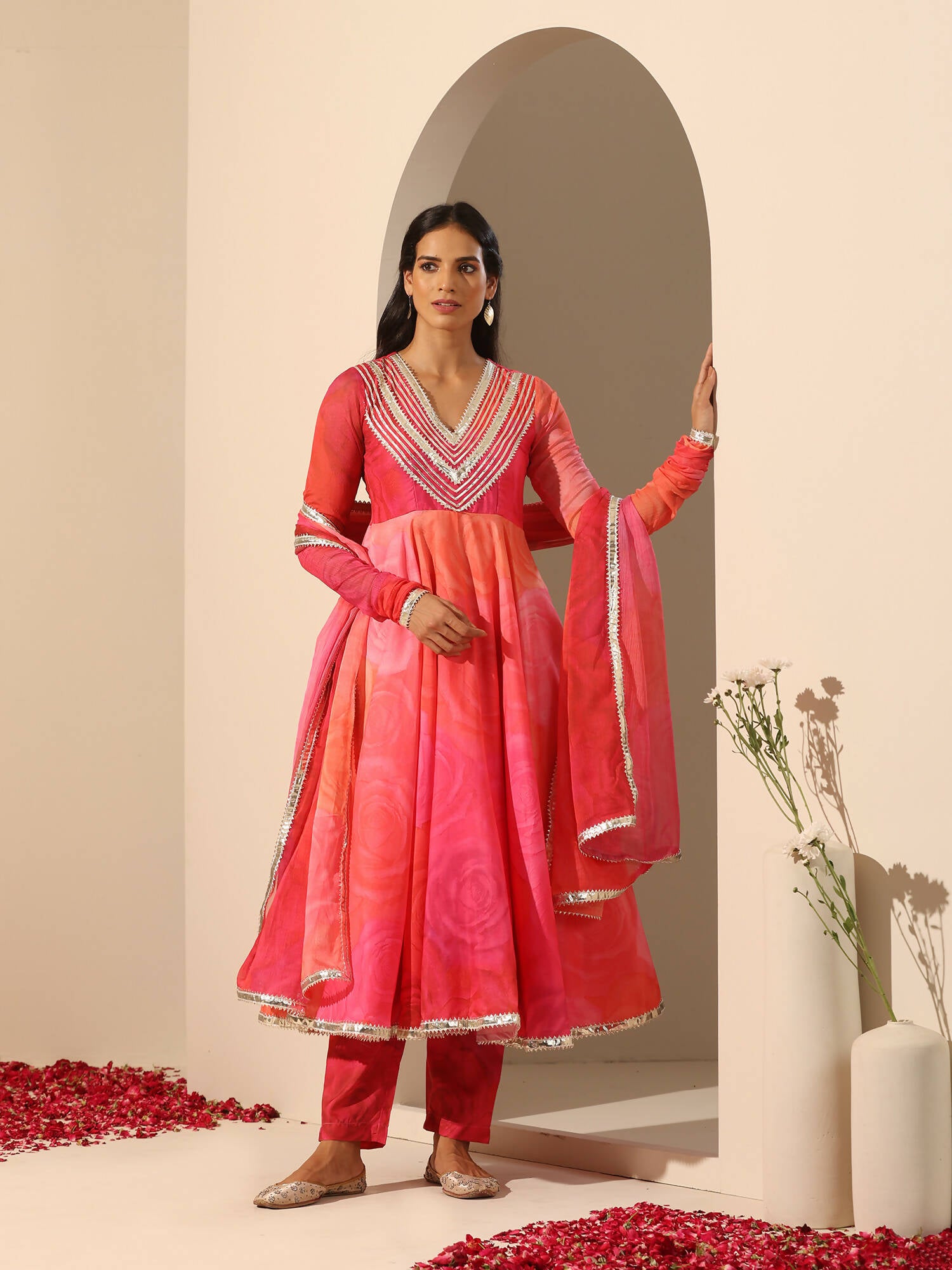 Pomcha Jaipur Pink Gul Bahaar Anarkali Set - Distacart