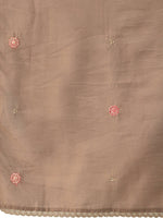 Thumbnail for Brown Embroidered Chinon Straight Kurta With Trouser & Dupatta - Salimar - Distacart