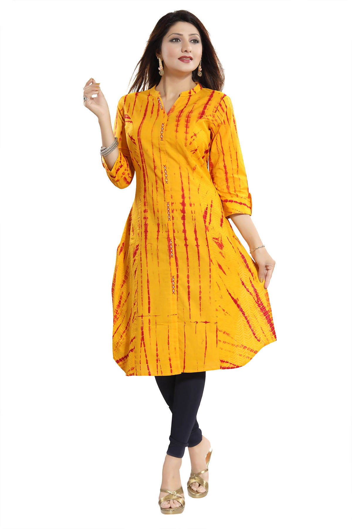 Snehal Creations Yellow Cotton Chikan Embroidery Tunic - Distacart