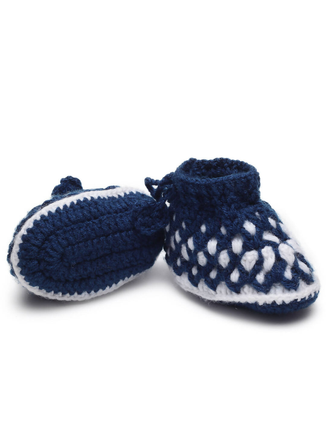 Chutput Kids Woollen Hand Knitted Self Desgin Booties - Blue - Distacart