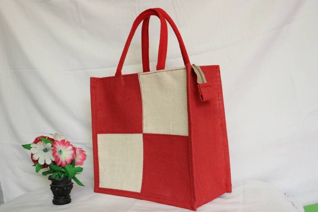 Jute Lunch Bag With Zip For Men and Women