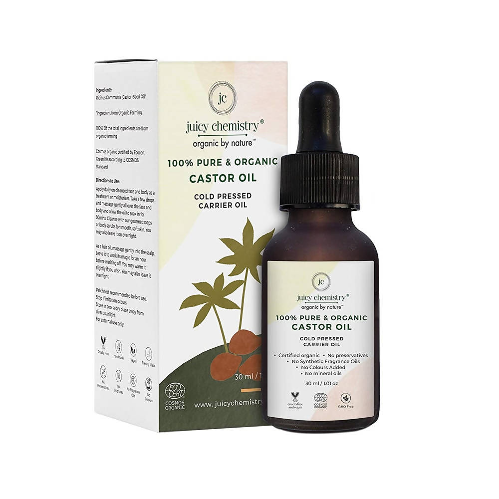 Juicy Chemistry Pure & Organic Castor Cold Pressed Carrier Oil - Distacart