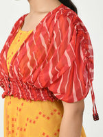Thumbnail for Myshka Women's Yellow Empire Printed Dress - Distacart