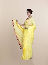 Thumbnail for Suta Yellow Maroon Pure Cotton Saree - Distacart