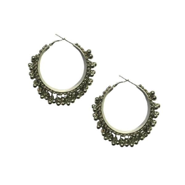 Tiaraa SIlver Ghungroo Beads Oxidised Earrings - Distacart