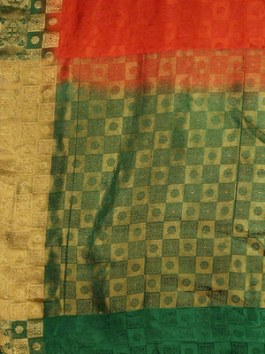 Kalamandir Checked Orange Pashmina Saree