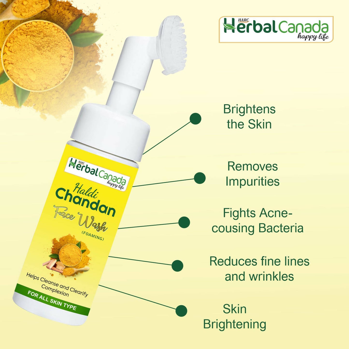 Herbal Canada Haldi Chandan Foaming Face Wash - Distacart