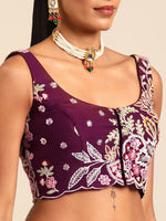 Thumbnail for House of Panchhi Burgundy Georgette Sequins and thread embroidery Lehenga choli & Dupatta - Distacart