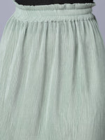 Thumbnail for Myshka Chiffon Solid Green Women Skirt - Distacart