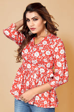 Thumbnail for Malishka Womens Pink Crepe Digital Print Floral Top - Pink - Distacart