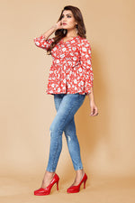 Thumbnail for Malishka Womens Pink Crepe Digital Print Floral Top - Pink - Distacart