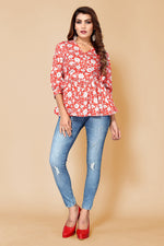 Thumbnail for Malishka Womens Pink Crepe Digital Print Floral Top - Pink - Distacart