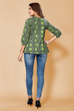 Thumbnail for Malishka Womens Dark Green Crepe Digital Print Floral Top - Dark Green - Distacart