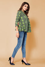 Thumbnail for Malishka Womens Dark Green Crepe Digital Print Floral Top - Dark Green - Distacart
