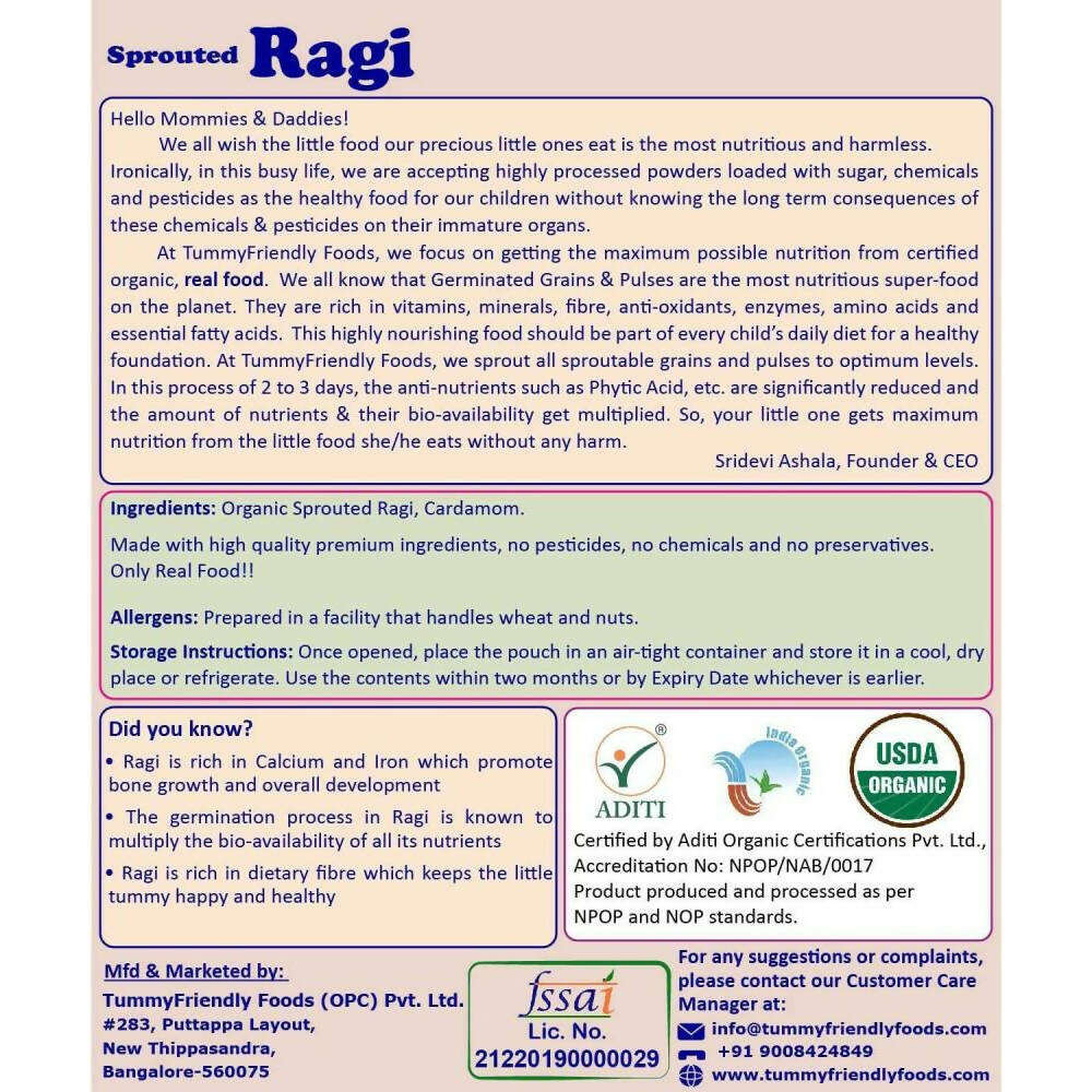 TummyFriendly Foods Organic Stage1 Sprouted Porridge Mixes Combo Pack - Sprouted Ragi, Sprouted Brown Rice and Oats - Distacart