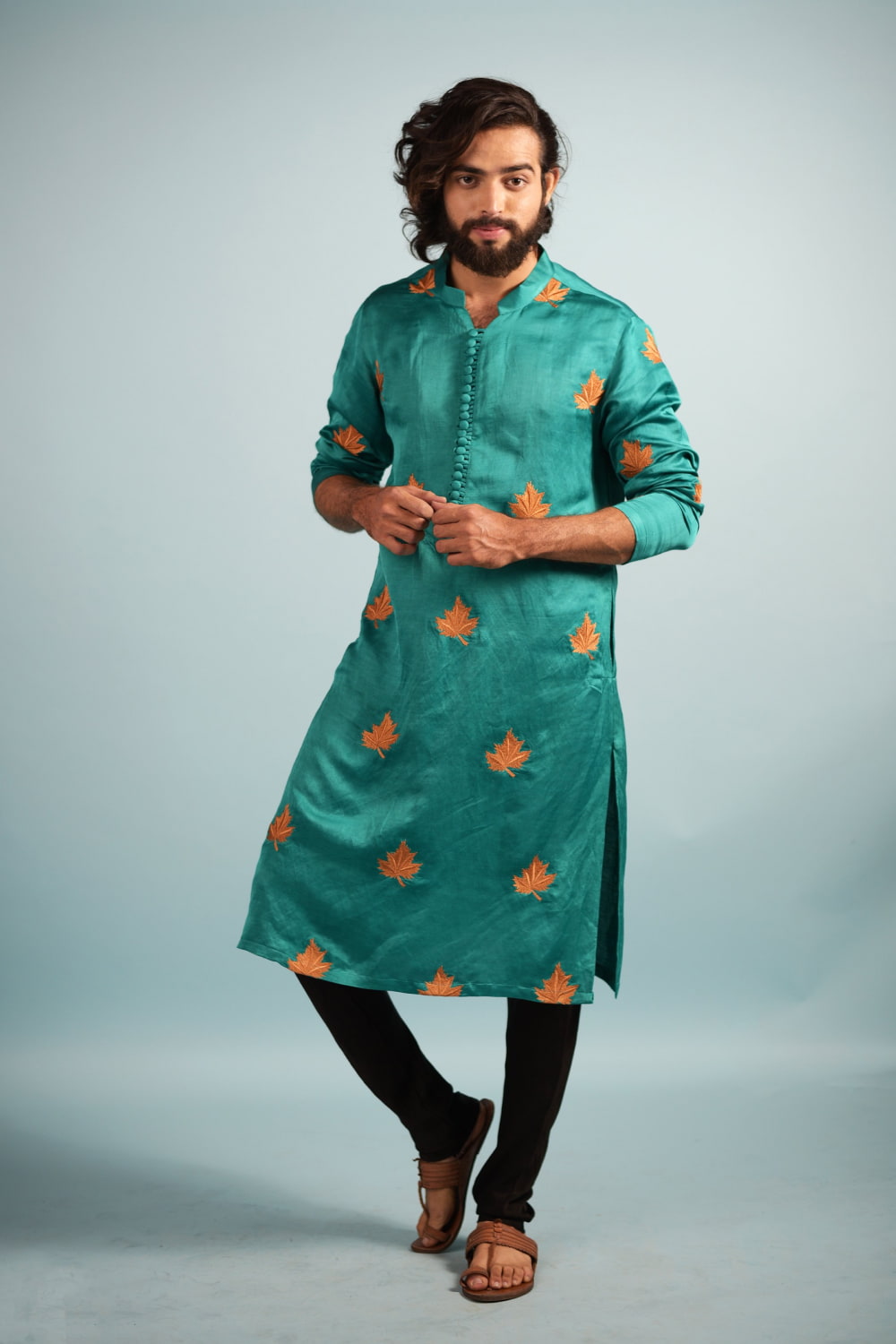Green Designer Men's Kurta by Hilo Designs - Distacart