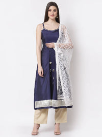 Thumbnail for Myshka Blue Color Silk blend Embroidered Kurta With Dupatta Set