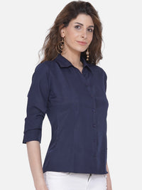 Thumbnail for Wahe-NOOR Women's Blue Casual Shirt - Distacart