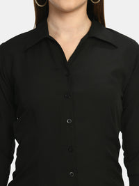 Thumbnail for Wahe-NOOR Women's Black Formal Shirt - Distacart