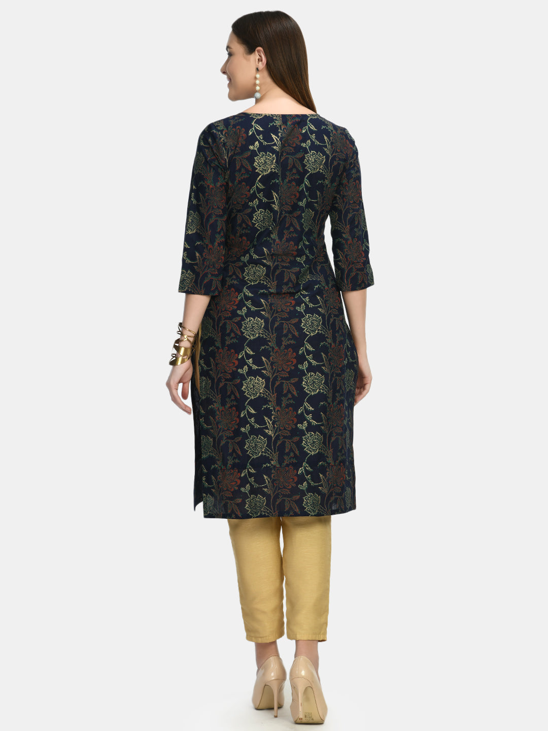 Wahe-NOOR Women's Blue Handblock Printed Kurta - Distacart