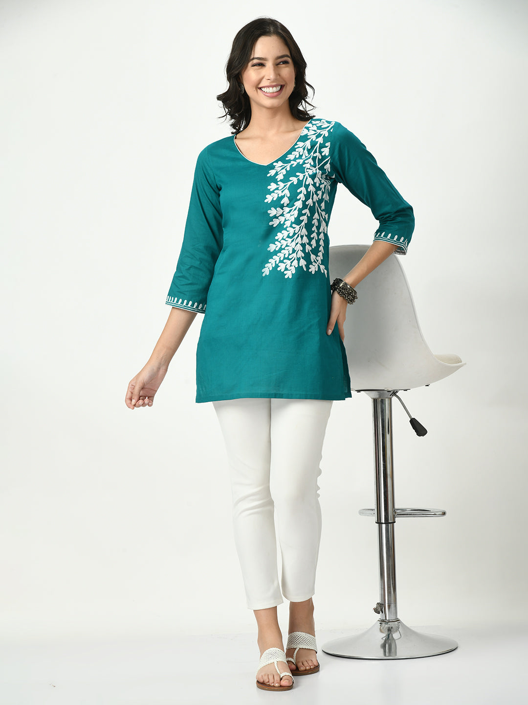 Buy NOZ2TOZ Women s Green Embroidered Short Kurti Online at Best Price Distacart