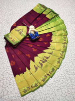 Thumbnail for DEIANA'S Beautiful Golden Jari with New Design Soft Lichi Silk Saree - Wine - Distacart