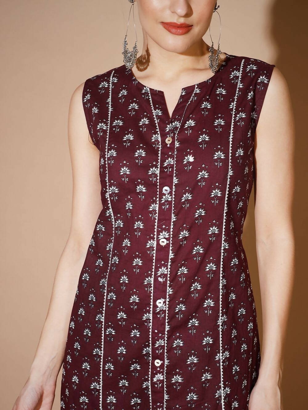 Myshka Women Rust Floral Kurta & Trousers - Distacart