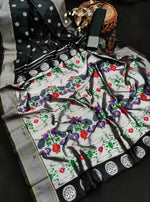 Thumbnail for DEIANA'S Beautiful Golden Jari with New Design Soft Lichi Silk Saree - Black - Distacart