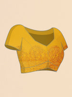 Thumbnail for Mustard Georgette Embroidered and Stone Work Saree with Unstitched Blouse Piece - Roozal - Distacart