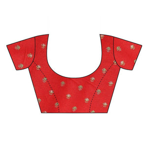 Vamika Printed Jute Silk Red blouse