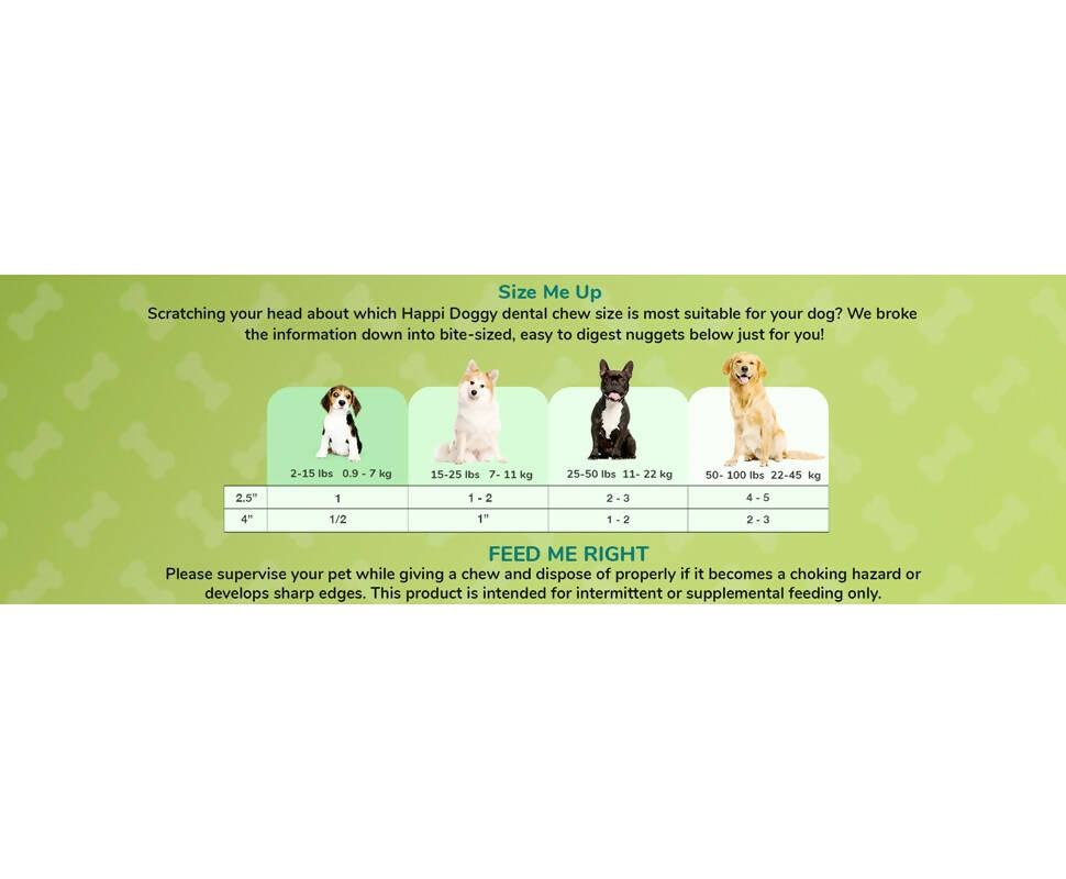 Happi Doggy Dental Chew Care Skin & Coat Support Honey & Coconut Oil - Distacart